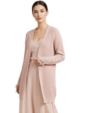 NWT Ten Sixty Sherman Large Cardigan Sweater Pale Pink Lace Up Sleeves